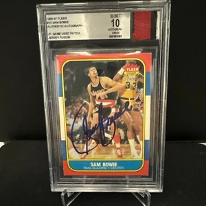 1986 Fleer #13 Sam Bowie Blazers Rookie Basketball Card BGS/BAS 10 JSY AUTO RPA - Picture 1 of 3