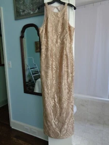 NWOT JS COLLECTIONS GOLD FORMAL GOWN Size 14 - Picture 1 of 6