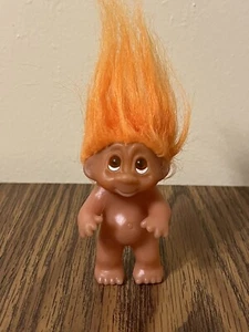 Retro 1985 Classic Dam Troll With Orange Hair And Amber Eyes 3.5 in - Picture 1 of 3