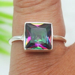 Silver Mystic Topaz Ring 925 Sterling Handmade Jewelry Gift For Her - Picture 1 of 5