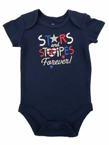 Infant Girls Blue Patriotic Stars Forever Bodysuit 4th Of July Baby Outfit 3-6m - Picture 1 of 1