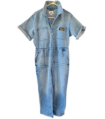 Jordache Vintage Motorcycle Club Denim Jean  Cameron Coverall Jumpsuit Size L - Image 1 of 4