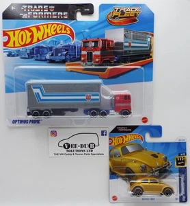 Hotwheels Track Fleet Optimus Prime & Bumblebee PAIR Hot Wheels NEW Sealed HXH02 - Picture 1 of 1