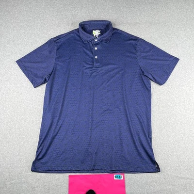 Tailor Byrd Polo Shirt XL Purple Geometric Performance Golf Stretch Casual Mens - Imagem 1 de 4