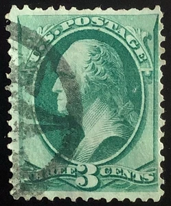 US 1870 #136 - 3c Green Washington Grill Fancy Cancel F-VF Used - Picture 1 of 3
