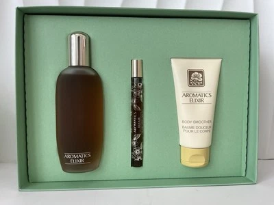 Clinique Aromatics Elixir 3pc Set: 3.4oz Perfume Sp, 2.5oz Smoother, .34oz Spray - Image 1 of 4