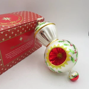 RARE - Radko Glass Christmas Ornament SARABAND Triple Indent Reflector Drop Ball - Picture 1 of 11