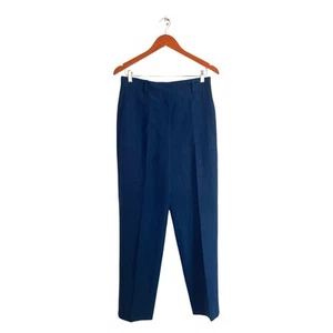 Akris Punto Linen Blend Straight Leg Dress Pants Trousers Size 6 Navy Minimalist - Picture 1 of 7
