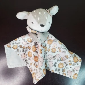 Modern Moments Gerber grau grau Hirsch Rehkitz liebevolle Blumen Sicherheitsdecke 11x11,5" - Bild 1 von 13