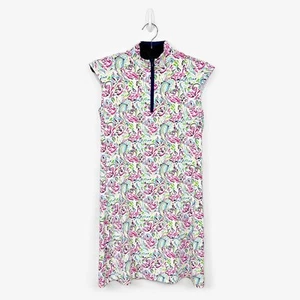 SanSoleil SolStyle Cool Zip Mock Dress Size S Floral Sun Protection Sport Tennis - Picture 1 of 3