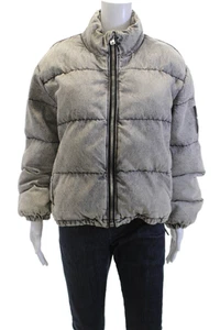 Alexander Wang Womens Zippered Drawstring Winter Puffer Coat Gray Size S - Picture 1 of 6