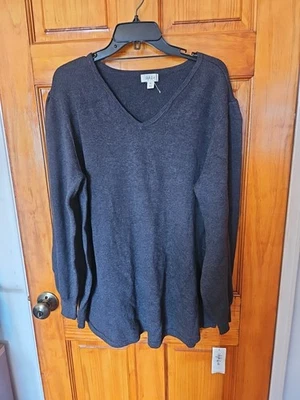 Suéter túnica elástica gris mezcla de algodón Style&Co para mujer talla XL NUEVO CON ETIQUETAS  Foto 1 de 4