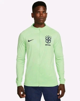 Chaqueta de Pista de Fútbol Nike Brazil Strike Dri-Fit Verde DX1950-390 Para Hombre Talla Pequeña Foto 1 de 4