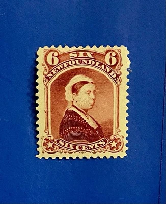 Estampilla antigua de Terranova QV Carmine Lake 6c #36 como nueva H finales de 1800 CV $70 Foto 1 de 2