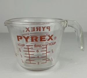 Vintage PYREX "L" Handle 1 Cup Red Glass Measuring Cup 508 USA Metric Imperial - Picture 1 of 8