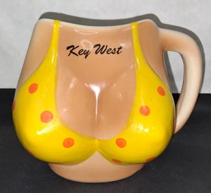 Key West Yellow Bikini Bra Boob Breast Ceramic Coffee Mug Cup - Picture 1 of 7