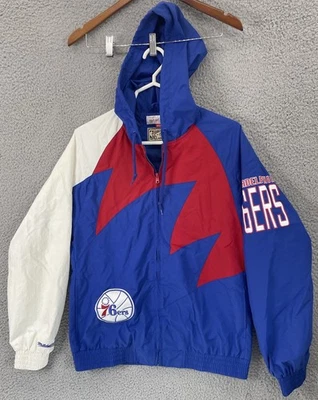 🔥 Philadelphia 76ers • Mitchell & Ness Red Blue Shark Tooth Jacket Men’s Sz M - Image 1 of 4