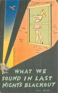 Postal Asheville Blackout Segunda Guerra Mundial Cómic Humor Sexy Niña Lino Avión 20-1913 - Imagen 1 de 2