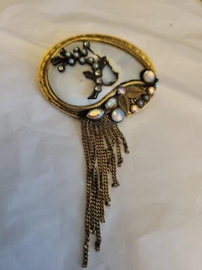 Vintage Art Deco Style MARENA HANDARBEIT Germany chain Pin Brooch - Bild 1 von 10