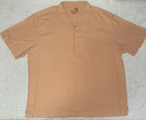 Tommy Bahama Hawaiian Shirt Mens 3XL Original Fit Peach Silk - Picture 1 of 18