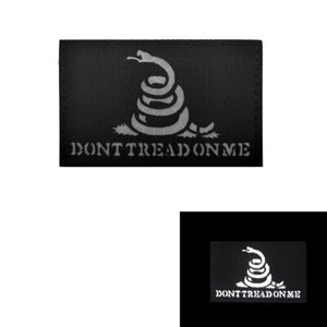 IR DTOM Dont Tread On Me Snake Tactical Badge Gadsden Flag Hook Loop Patch Black - Picture 1 of 6