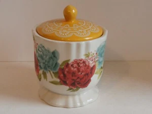 Pioneer Woman "SPOONFUL OF SUGAR" Spring Floral & Lace Pattern Sugar Bowl w/ Lid - Picture 1 of 12