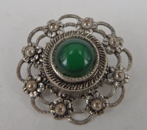 Neugablonz Dieter Knobloch: broche de filigrana Art Nouveau con crisopras (84259) - Imagen 1 de 3