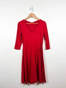 Peruvian Connection Dress Size Small Red Jersey Faux Wrap Adalie Pima Cotton - Picture 1 of 8