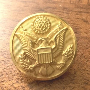 Vintage WB Co Button Military USA EAGLE METAL BUTTONS shank Navy Gold 1” - Picture 1 of 3