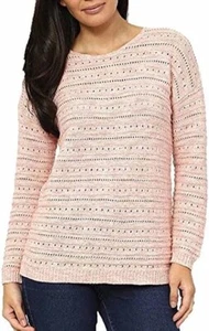 Leo & Nicole Ladies' Pointelle Sweater  PINK , S - Picture 1 of 1