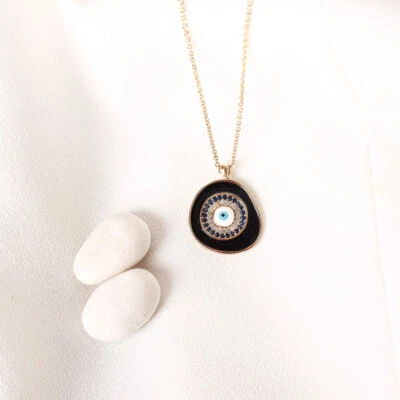 PERGEN Chapado en Oro 14K Negro, Auténtico Collar Mal de Ojo Verano Minimalista Regalo Foto 1 de 4