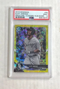ELOY JIMENEZ 2018 Bowman Chrome YELLOW SHIMMER SP RC 17/75! PSA MINT 9! #BCP50! - Picture 1 of 5