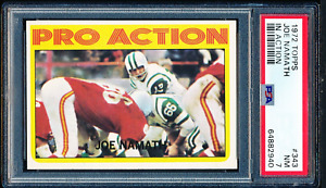1972 TOPPS FOOTBALL #343 JOE NAMATH PRO ACTION PSA 7 NM HOF HIGH NUMBER