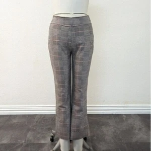 Pantalón Zara Cuadros Recortado Pierna Acampanada Neopreno Gris S Preppy Negocios Informal Oficina - Imagen 1 de 5