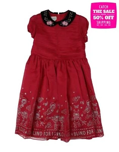 RRP €1200 GUCCI Kids Silk Chiffon Flare Dress Size 8Y Astronaut Cat Embroidered - Picture 1 of 4