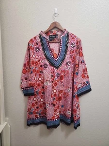 Womans True Colours by La Moda Multi Color Shirt Dress Size S/M 100% Cotton - Picture 1 of 9
