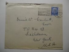 STAMPMART : GERMANY 1937 SLOGAN CANCEL COVER USED TO NEW YORK USA