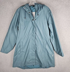 Rains Drip Drip Drip Thermal Long Rain Jacket Pockets Hooded Size L/XL - Picture 1 of 14