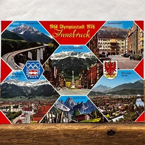 Vintage Olympiastadt AK Innsbruck Österreich Europabrücke Goldenes Dachl - Bild 1 von 2