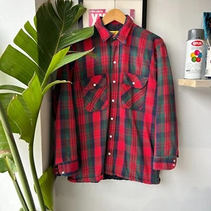 VINTAGE 80s | Work Sport Faded Flannel Lined Button Down Shirt Gr. M Adult - Bild 1 von 10