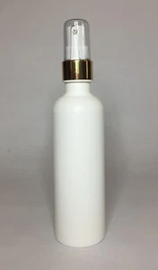 150ml HDPE White Plastic Boston Bottles With Shiny Gold Serum Pump ANY AMOUNT - Picture 1 of 2