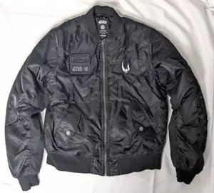 Star Wars x Element Flight Jacket Mandalorian Bounty Hunter Black Sz Small READ - Picture 1 of 10