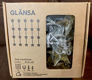 IKEA Glansa Star Curtain Clear Warm Light Indoor String Lights **NEW**
