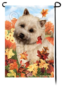 Falling Leaves Garden Flag - Wheaten Cairn Terrier - Picture 1 of 1