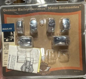 OEM Harley Davidson Chrome Switch Cap Kit 71804-03 Switches Covers Hand Control - Foto 1 di 3