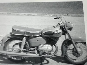 (AaB) Vintage Original FOUND PHOTO Photograph Snapshot B&W Harley Motorcycle Hog - Picture 1 of 3