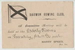 Stamp 1890s Barwon Rowing Club Victoria 1d brown queen pre-printed postcard P13 - Imagen 1 de 2