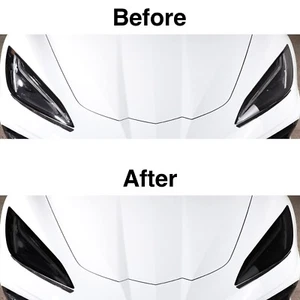 C8 2020-2025 Headlight & Fog Light DARK Smoke Precut Vinyl Tint Overlay - Picture 1 of 7