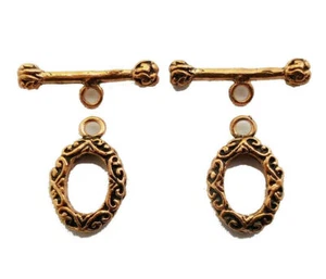 2 SET 26X14MM SOLID COPPER BALI TOGGLE CLASP ANTIQUE COPPER 946 ATL-304 - Picture 1 of 1