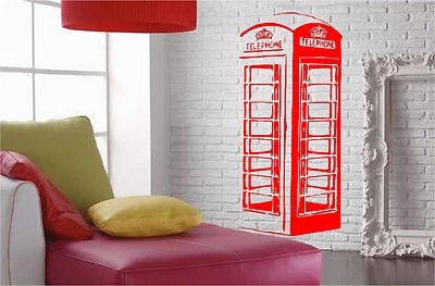 UK RED TELEPHONE BOX  - Wall Art Sticker - Image 1 of 3